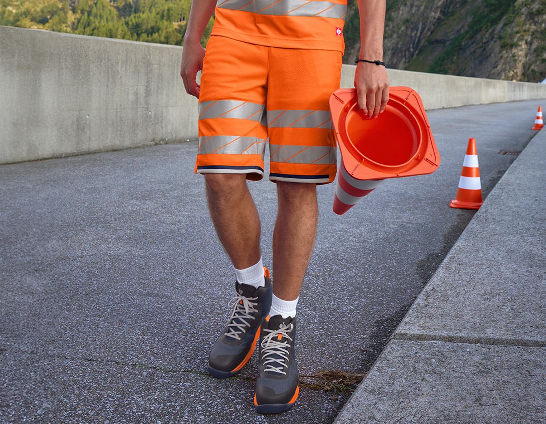 Spodnie robocze: Szorty funkcyjne ostrzegawcze e.s.ambition + pomarańczowy ostrzegawczy/granatowy 1