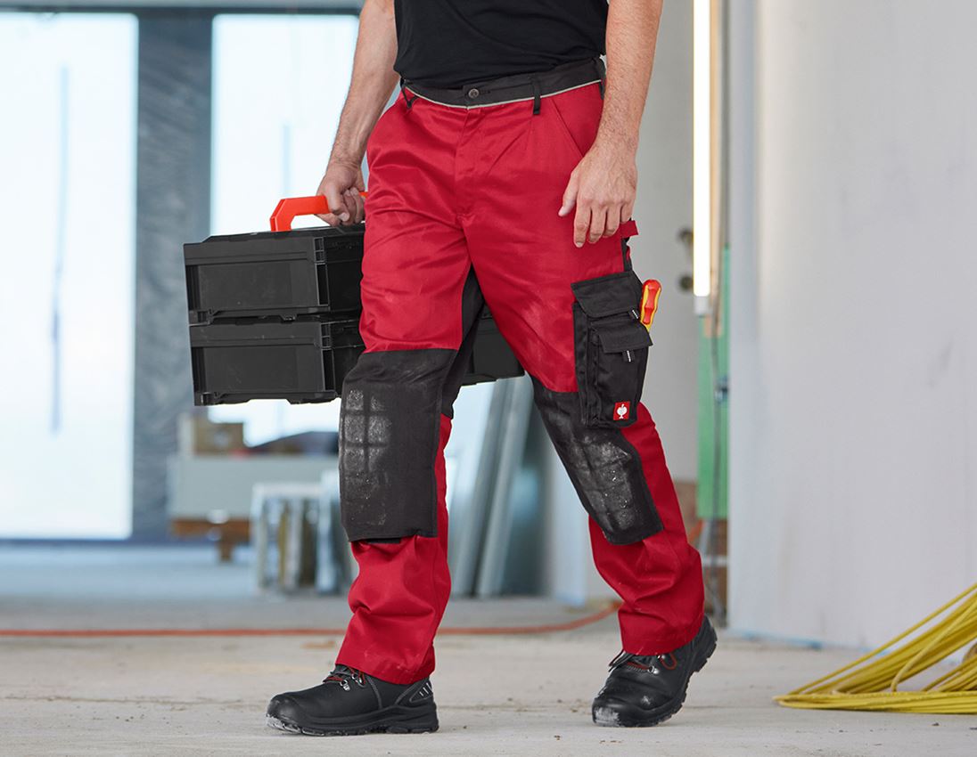 Spodnie robocze: Spodnie do pasa e.s.image + czerwony/czarny