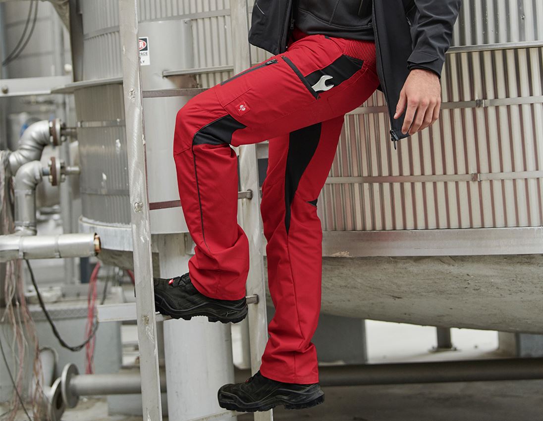 Spodnie robocze: Spodnie do pasa e.s.vision, męskie + czerwony/czarny 1
