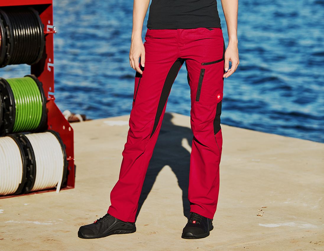 Spodnie robocze: Spodnie damskie e.s.vision + czerwony/czarny