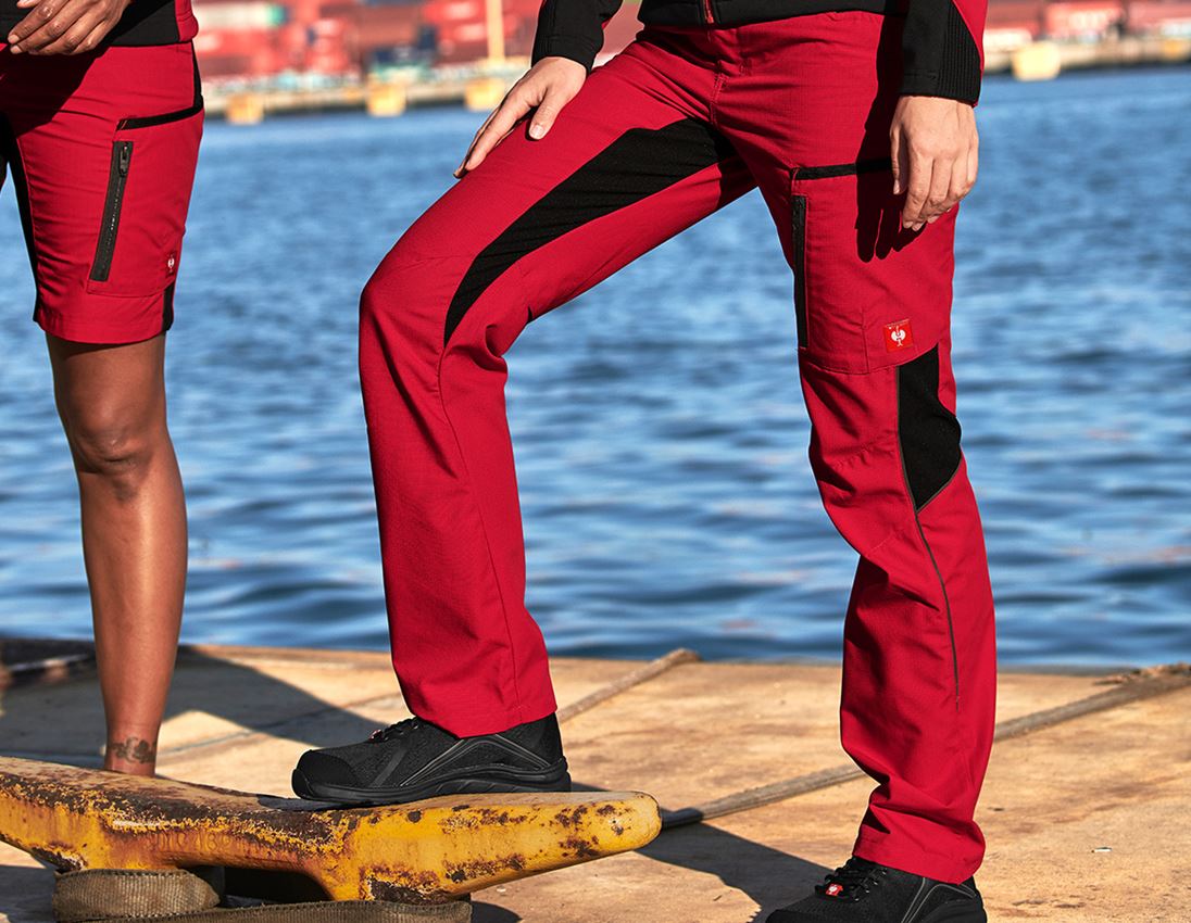 Spodnie robocze: Spodnie damskie e.s.vision + czerwony/czarny 1