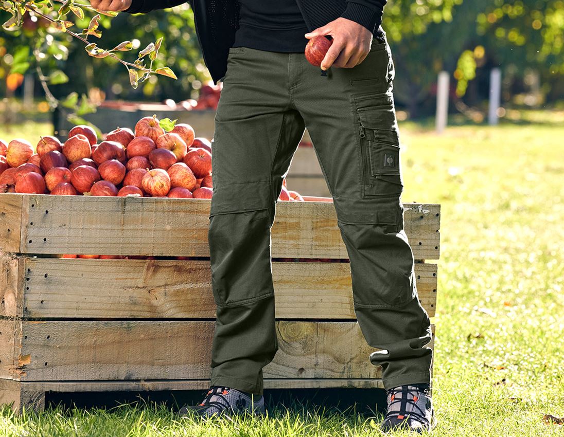 Spodnie robocze: Spodnie do pasa e.s.motion ten + zielony kamuflażowy