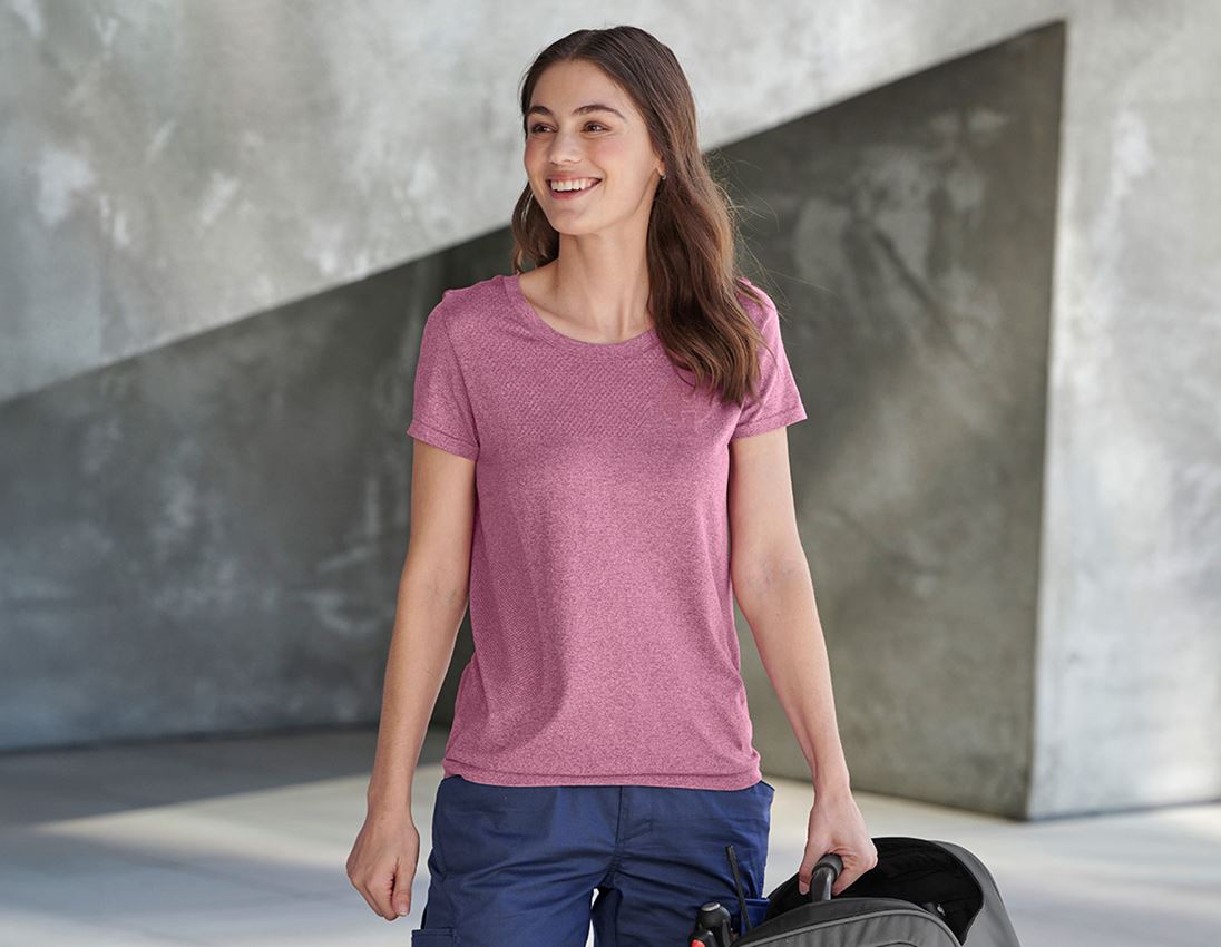 Odzież: Koszulka seamless e.s.trail, damska + różowy tara melanżowy