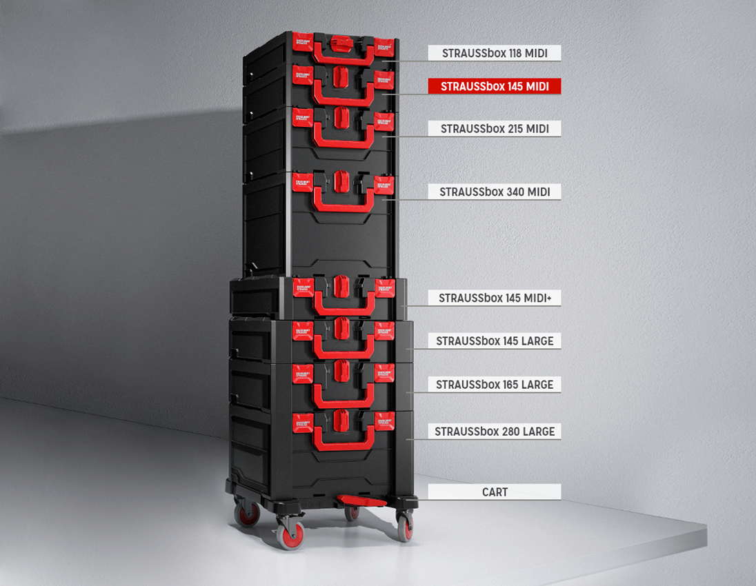 System STRAUSSbox: STRAUSSbox 145 midi + czarny/czerwony