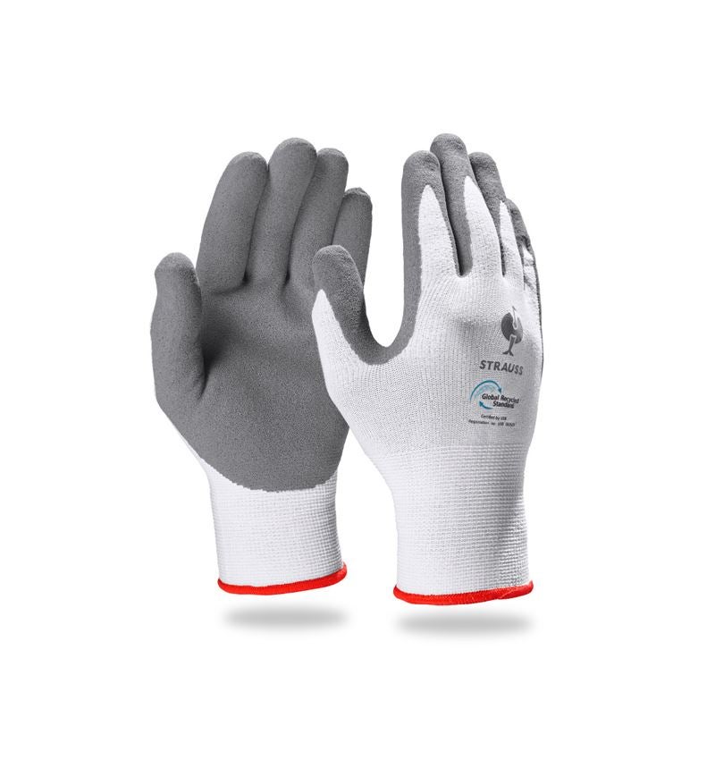 Rękawice powlekane: e.s. Rękawice z pianki nitrylowej z recyklingu,3p. + antracytowy/biały