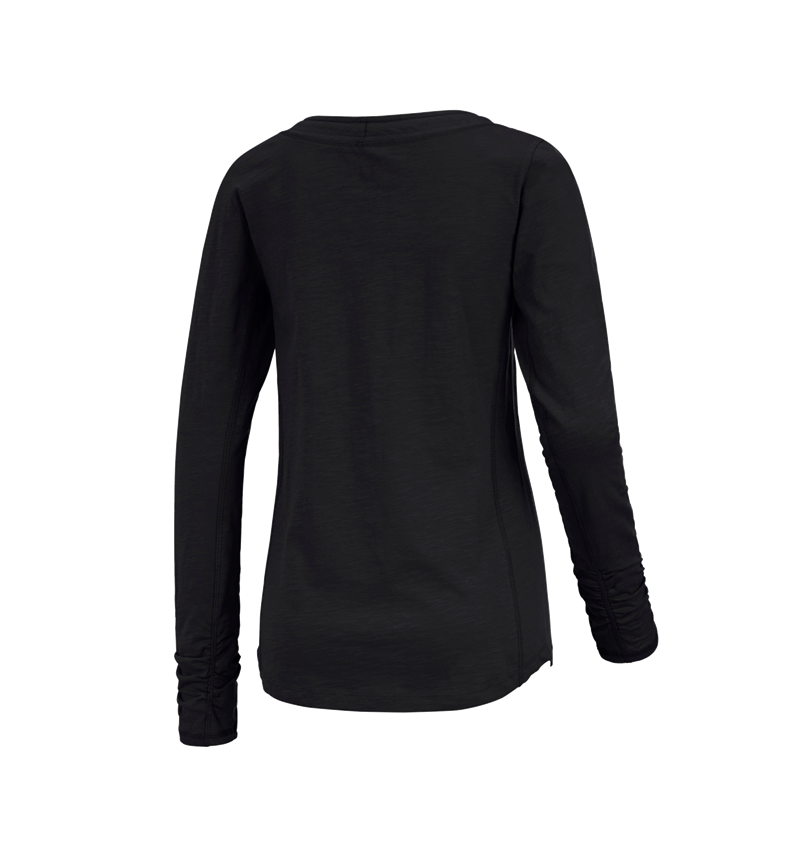 Koszulki | Pulower | Bluzki: e.s. Bluzka długi rękaw cotton slub, damska + czarny 1
