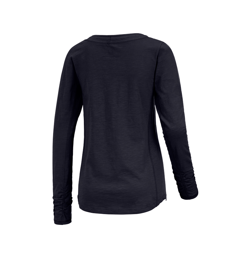 Koszulki | Pulower | Bluzki: e.s. Bluzka długi rękaw cotton slub, damska + granatowy 1