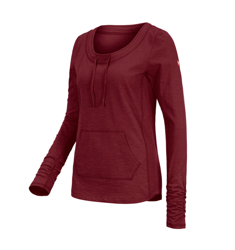 Koszulki | Pulower | Bluzki: e.s. Bluzka długi rękaw cotton slub, damska + rubinowy