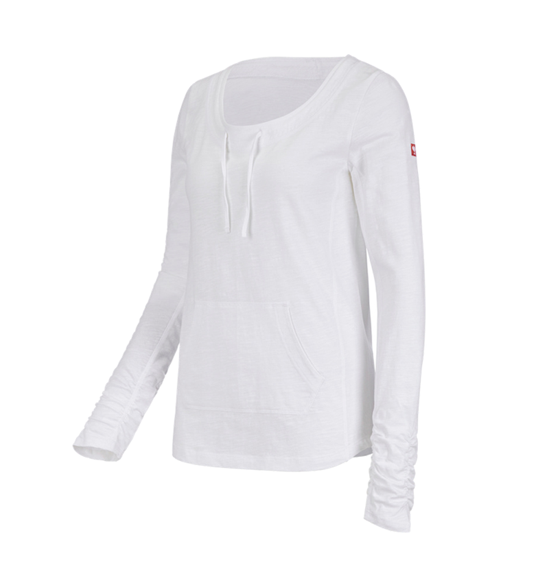 Koszulki | Pulower | Bluzki: e.s. Bluzka długi rękaw cotton slub, damska + biały 1