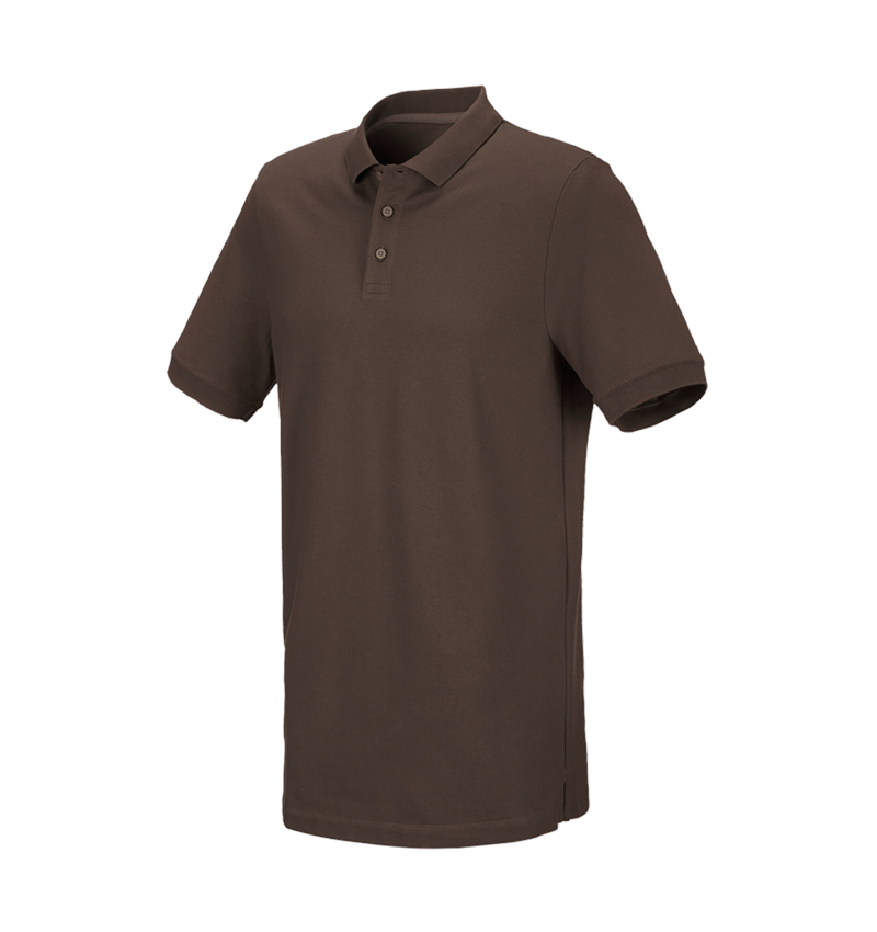 Koszulki | Pulower | Koszule: e.s. Koszulka polo z piki cotton stretch, long fit + kasztanowy 2