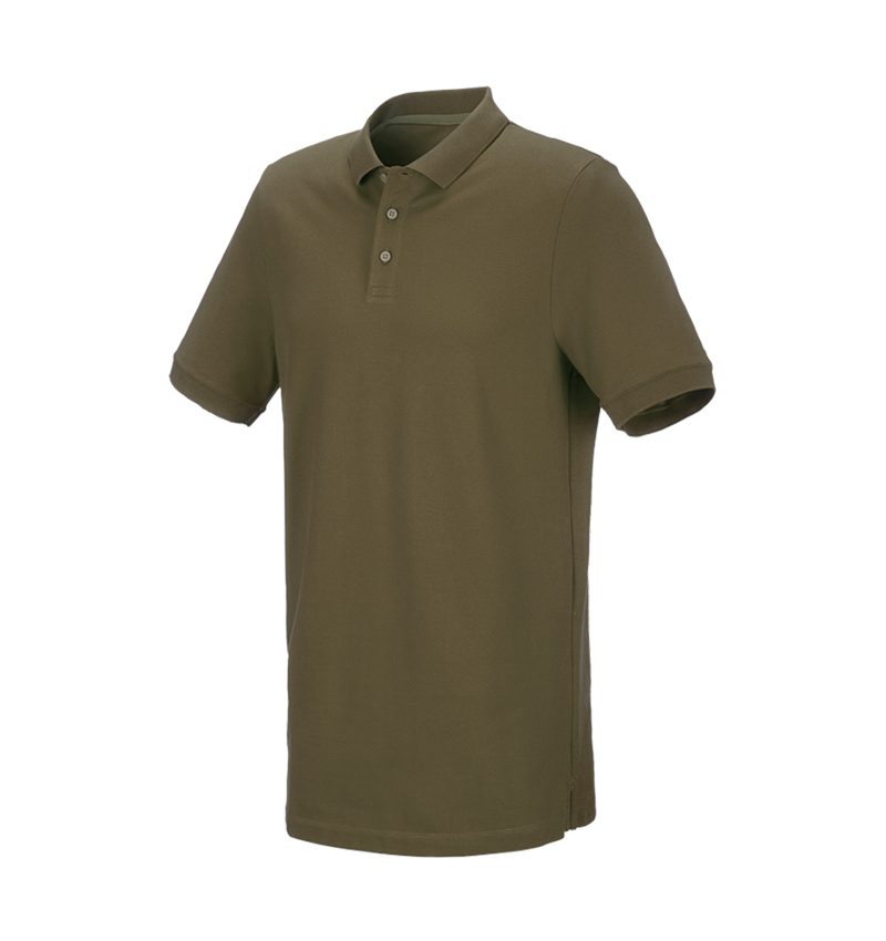 Koszulki | Pulower | Koszule: e.s. Koszulka polo z piki cotton stretch, long fit + błotnista zieleń 2