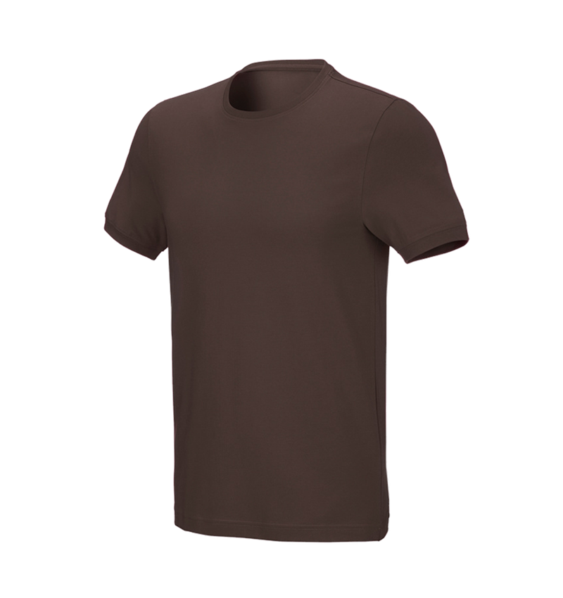 Koszulki | Pulower | Koszule: e.s. Koszulka cotton stretch, slim fit + kasztanowy 2