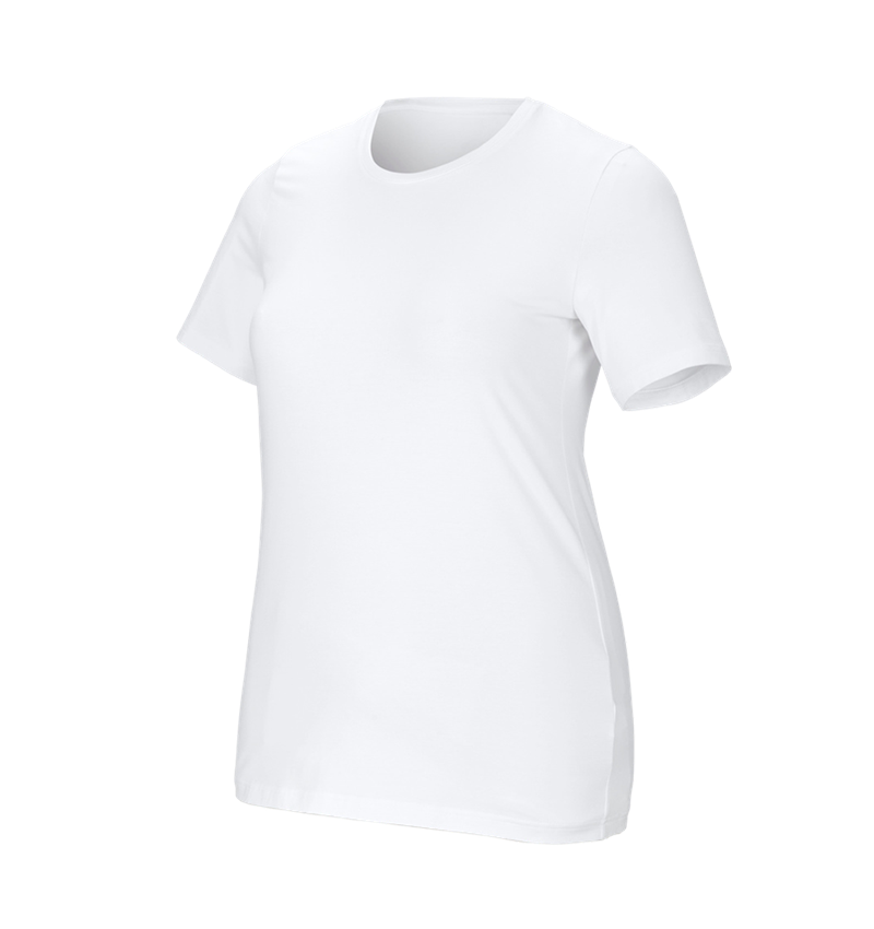 Tematy: e.s. Koszulka cotton stretch, damska, plus fit + biały 2