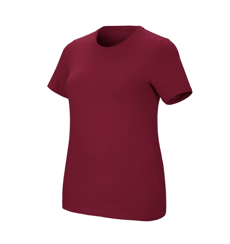 Koszulki | Pulower | Bluzki: e.s. Koszulka cotton stretch, damska, plus fit + bordowy 2