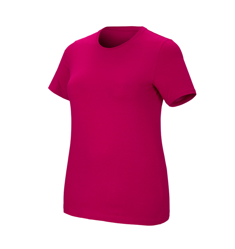 Koszulki | Pulower | Bluzki: e.s. Koszulka cotton stretch, damska, plus fit + malinowy 2