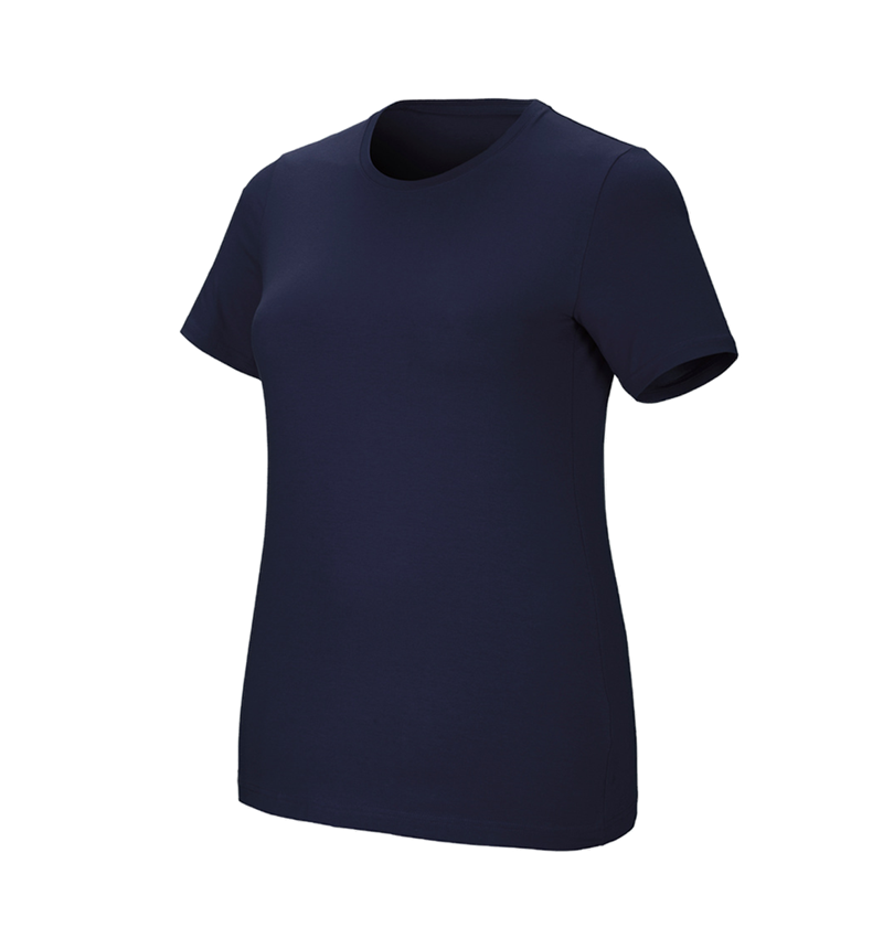 Koszulki | Pulower | Bluzki: e.s. Koszulka cotton stretch, damska, plus fit + granatowy 2