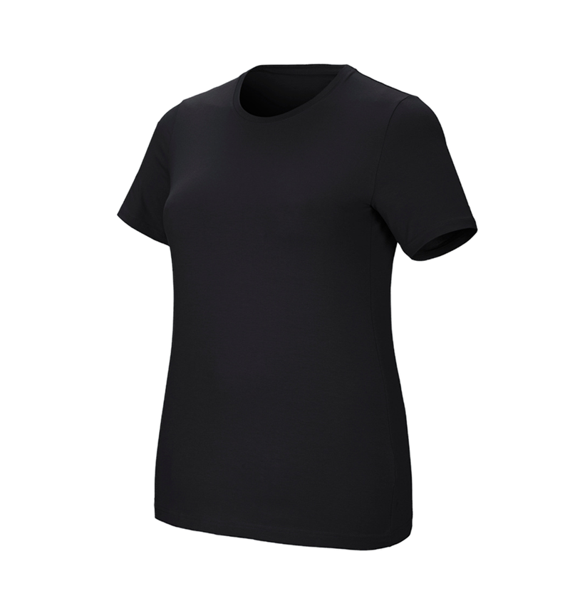 Koszulki | Pulower | Bluzki: e.s. Koszulka cotton stretch, damska, plus fit + czarny 2
