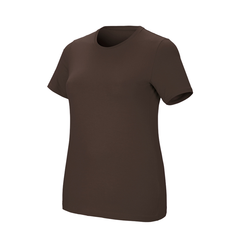 Koszulki | Pulower | Bluzki: e.s. Koszulka cotton stretch, damska, plus fit + kasztanowy 2