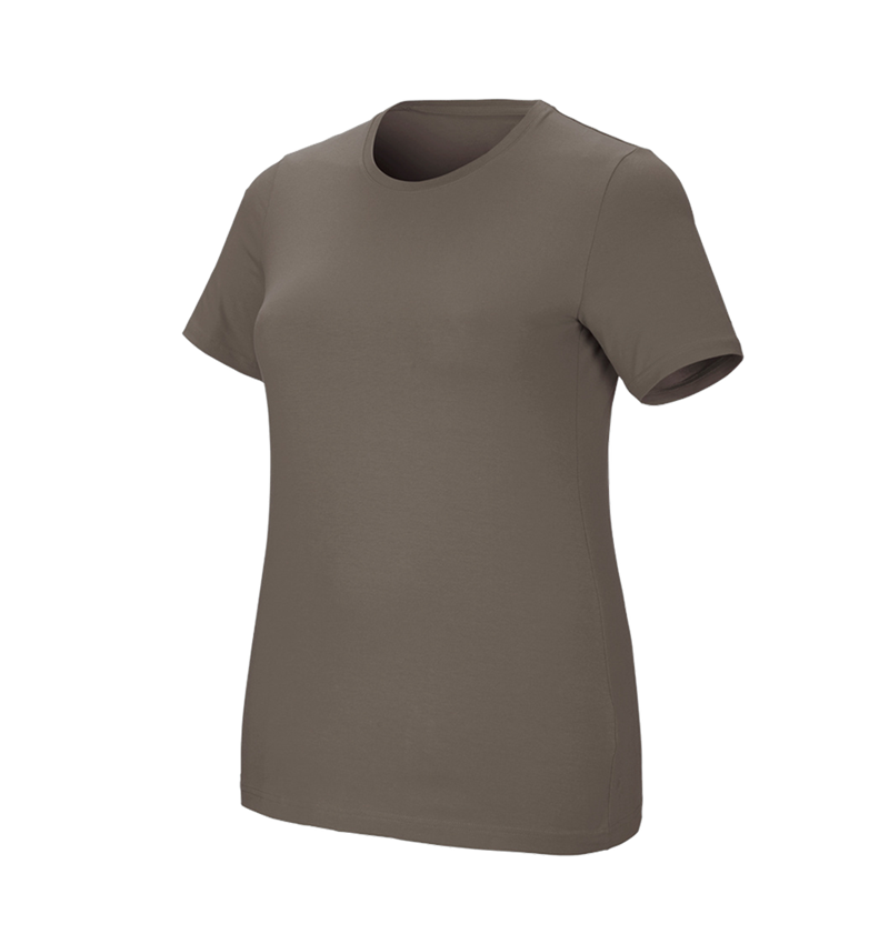 Koszulki | Pulower | Bluzki: e.s. Koszulka cotton stretch, damska, plus fit + kamienny 2