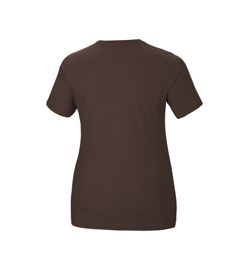 Koszulki | Pulower | Bluzki: e.s. Koszulka cotton stretch, damska, plus fit + kasztanowy 3