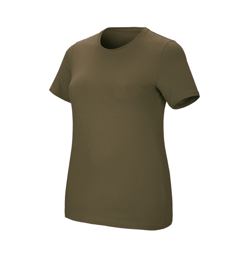Koszulki | Pulower | Bluzki: e.s. Koszulka cotton stretch, damska, plus fit + błotnista zieleń 2