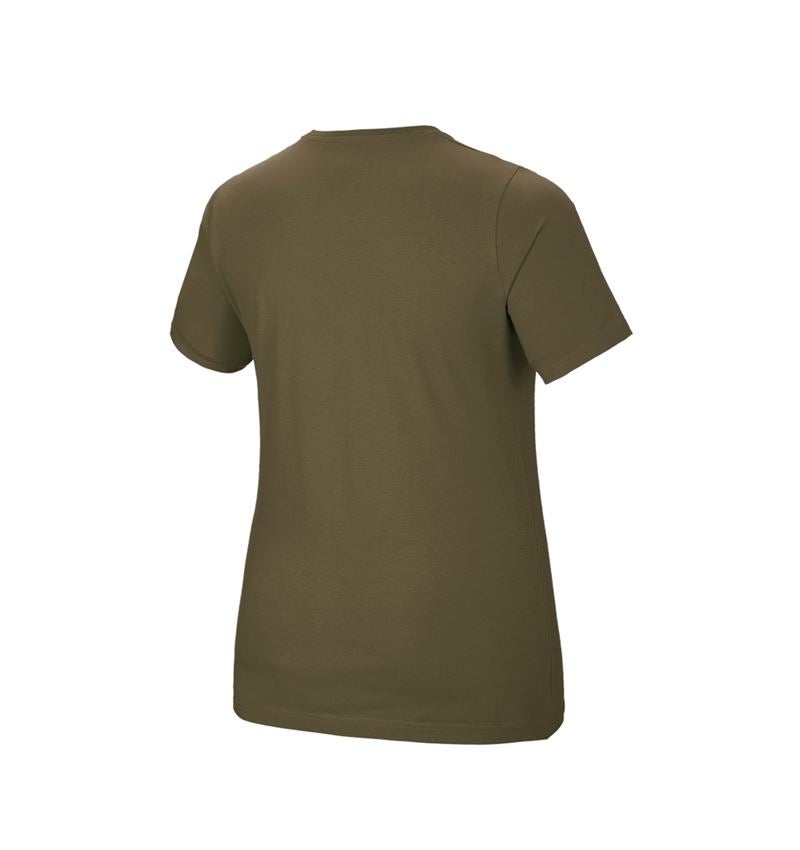 Koszulki | Pulower | Bluzki: e.s. Koszulka cotton stretch, damska, plus fit + błotnista zieleń 3