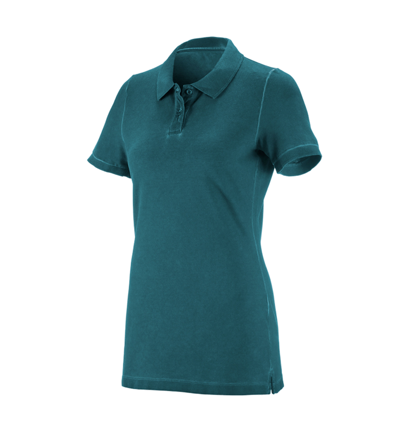 Koszulki | Pulower | Bluzki: e.s. Koszulka polo vintage cotton stretch, damska + ciemny cyjan vintage 1