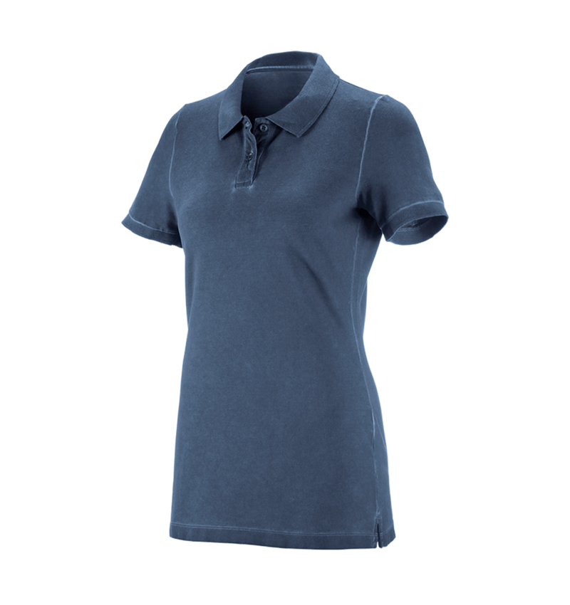 Instalatorow / Hydraulik / Blacharz: e.s. Koszulka polo vintage cotton stretch, damska + niebieski antyczny vintage
