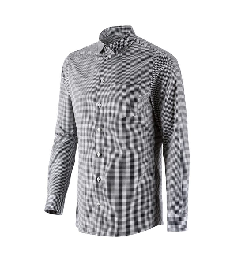Koszulki | Pulower | Koszule: e.s. Koszula biznesowa cotton stretch, slim fit + czarny w kratkę 5