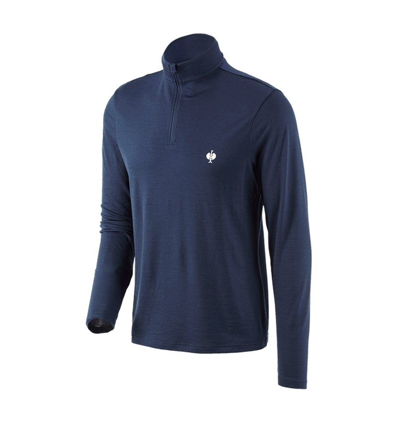 Koszulki | Pulower | Koszule: Bluza Troyer Merino e.s.trail + niebieski marine/biały 3