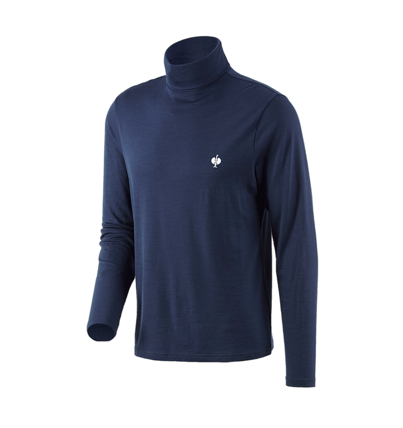Koszulki | Pulower | Koszule: Koszulka z golfem Merino e.s.trail + niebieski marine/biały 2