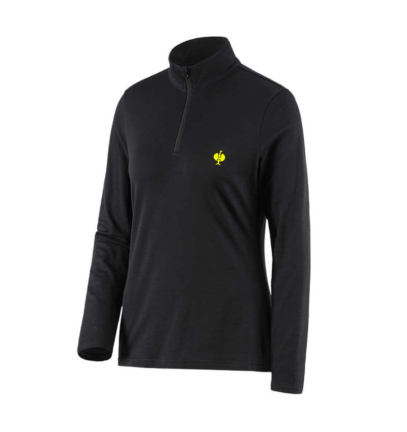 Koszulki | Pulower | Bluzki: Bluza Troyer Merino e.s.trail, damska + czarny/żółty acid 2