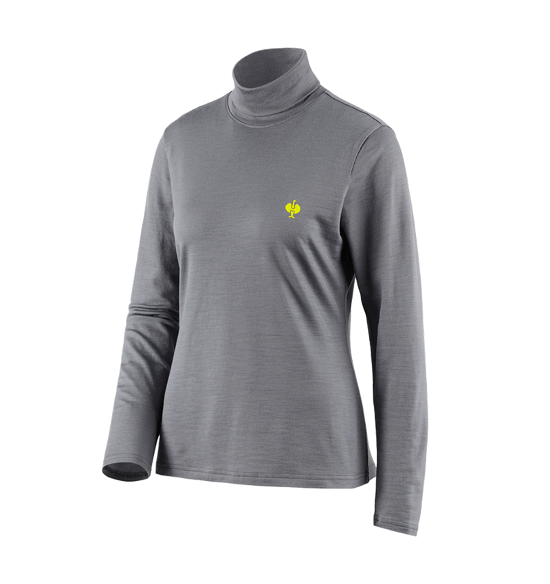 Koszulki | Pulower | Bluzki: Koszulka z golfem Merino e.s.trail, damska + szary bazaltowy/żółty acid 2