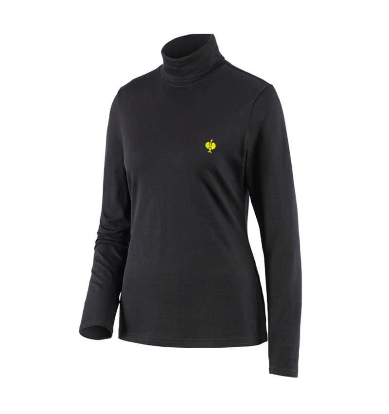 Koszulki | Pulower | Bluzki: Koszulka z golfem Merino e.s.trail, damska + czarny/żółty acid 2