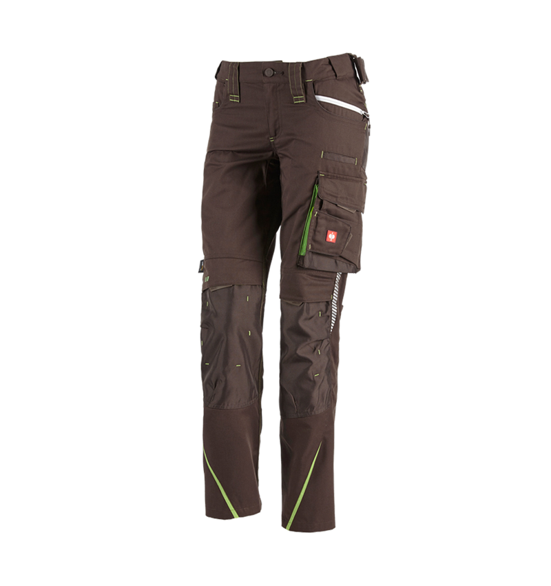 Spodnie robocze: Spodnie damskie e.s.motion 2020 zimowe + kasztanowy/zielony morski 2