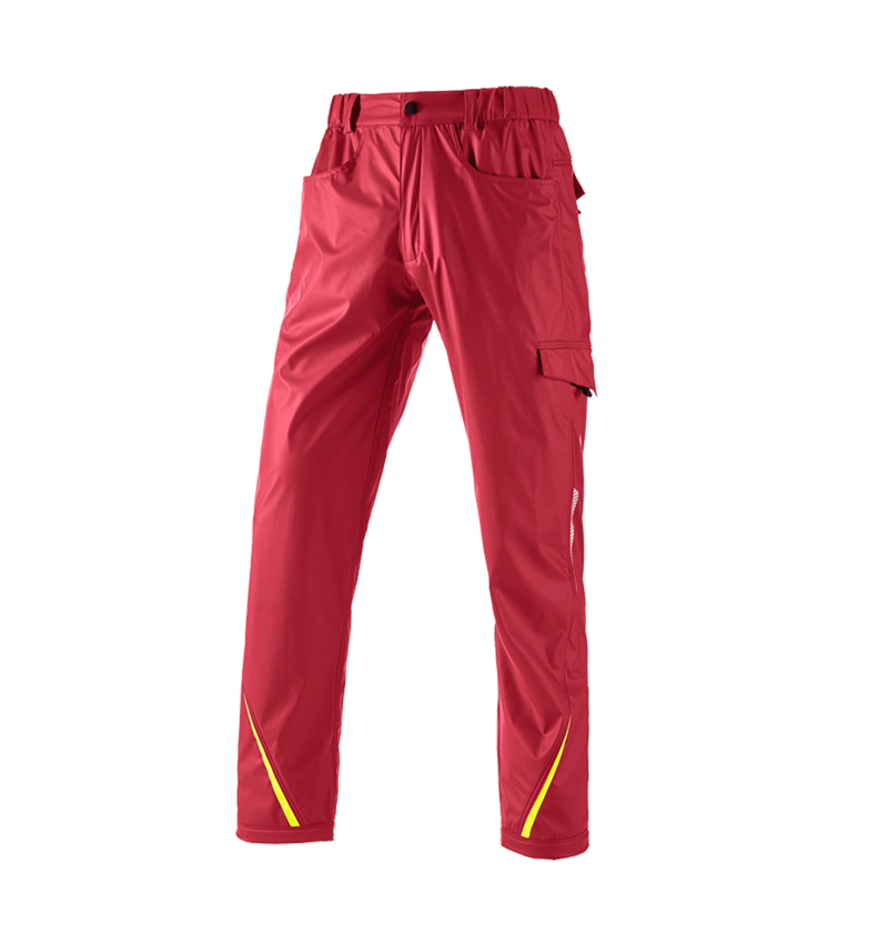 Spodnie robocze: Spodnie p.deszcz.do pasa e.s.motion 2020 superflex + ognistoczerwony/żółty ostrzegawczy 2