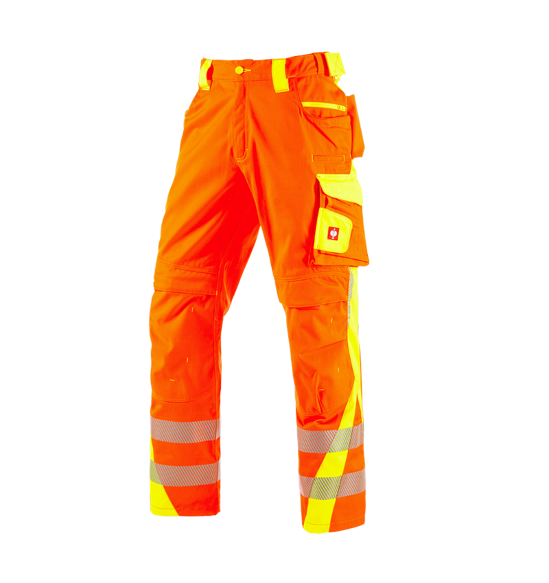 Spodnie robocze: Spodnie do pasa ostrzegawcze e.s.motion 2020 + pomarańczowy ostrzegawczy/żółty ostrzegawczy 2