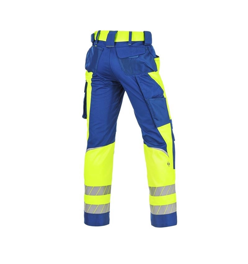 Spodnie robocze: Spodnie do pasa ostrzegawcze e.s.motion 24/7 + chabrowy/żółty ostrzegawczy 7