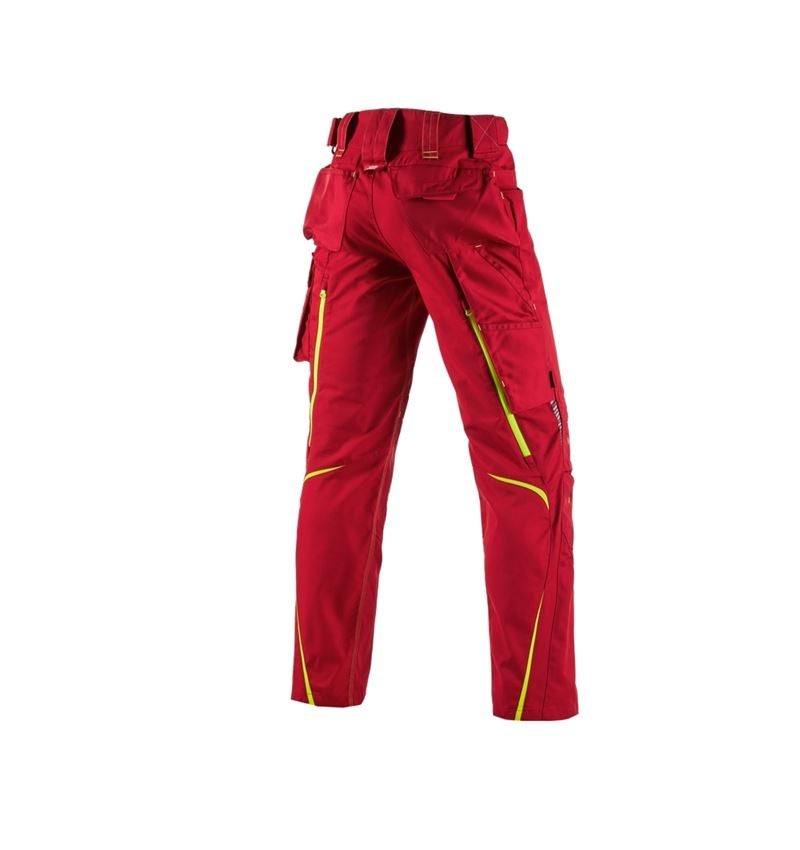 Spodnie robocze: Spodnie do pasa e.s.motion 2020 + ognistoczerwony/żółty ostrzegawczy 3