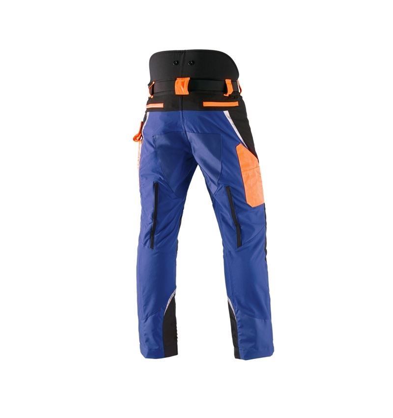 Spodnie robocze: e.s. Spodnie do pasa antyprzec. dla leśników, KWF + chabrowy/pomarańczowy ostrzegawczy 3