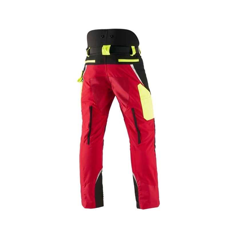 Spodnie robocze: e.s. Spodnie do pasa antyprzec. dla leśników, KWF + czerwony/żółty ostrzegawczy 3