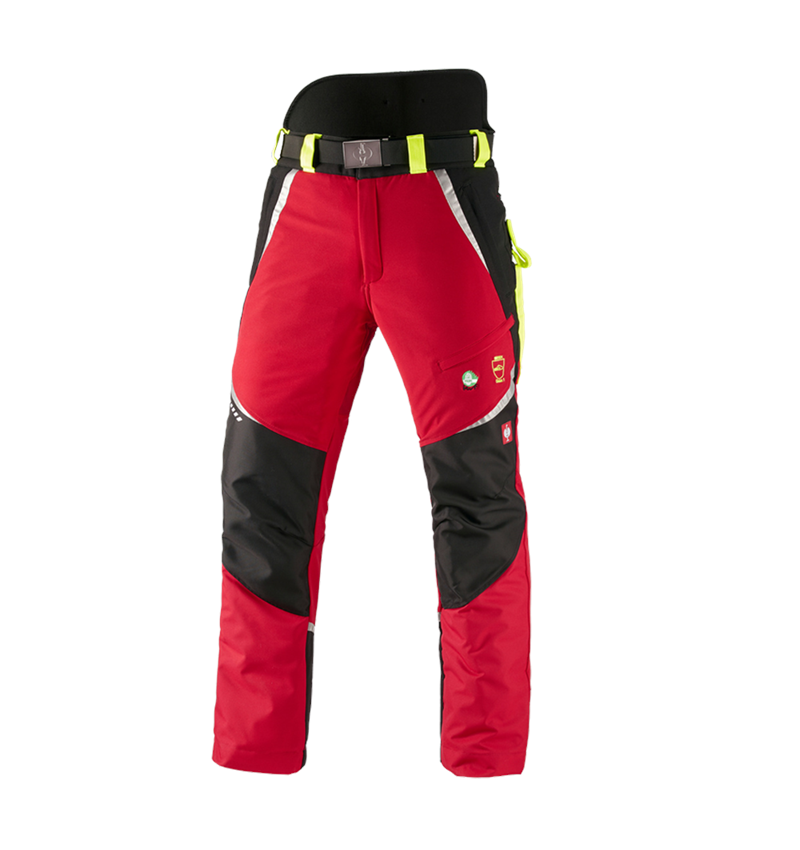 Spodnie robocze: e.s. Spodnie do pasa antyprzec. dla leśników, KWF + czerwony/żółty ostrzegawczy 2