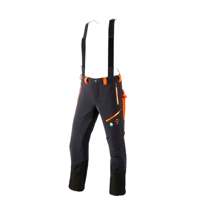 Spodnie robocze: Spodnie do pasa antyprzecięciowe e.s.vision + czarny/pomarańczowy ostrzegawczy 2
