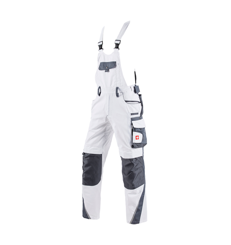 Spodnie robocze: Ogrodniczki e.s.motion + biały/szary 2
