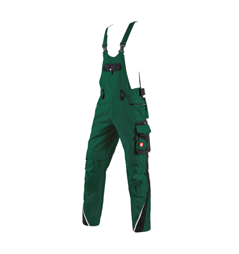 Spodnie robocze: Ogrodniczki e.s.motion + zielony/czarny 2