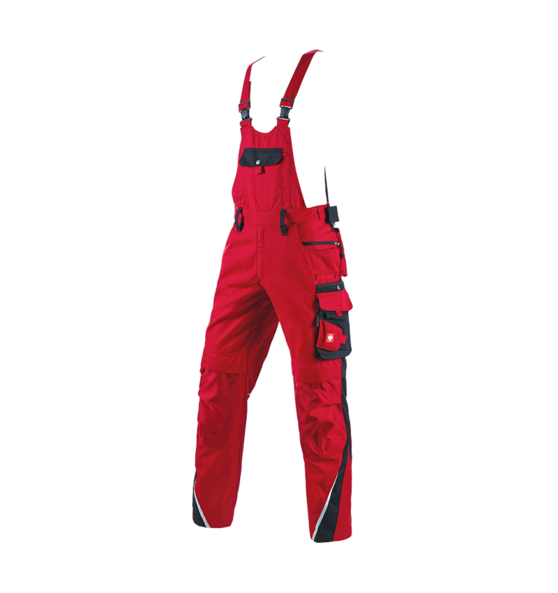 Spodnie robocze: Ogrodniczki e.s.motion + czerwony/czarny 2
