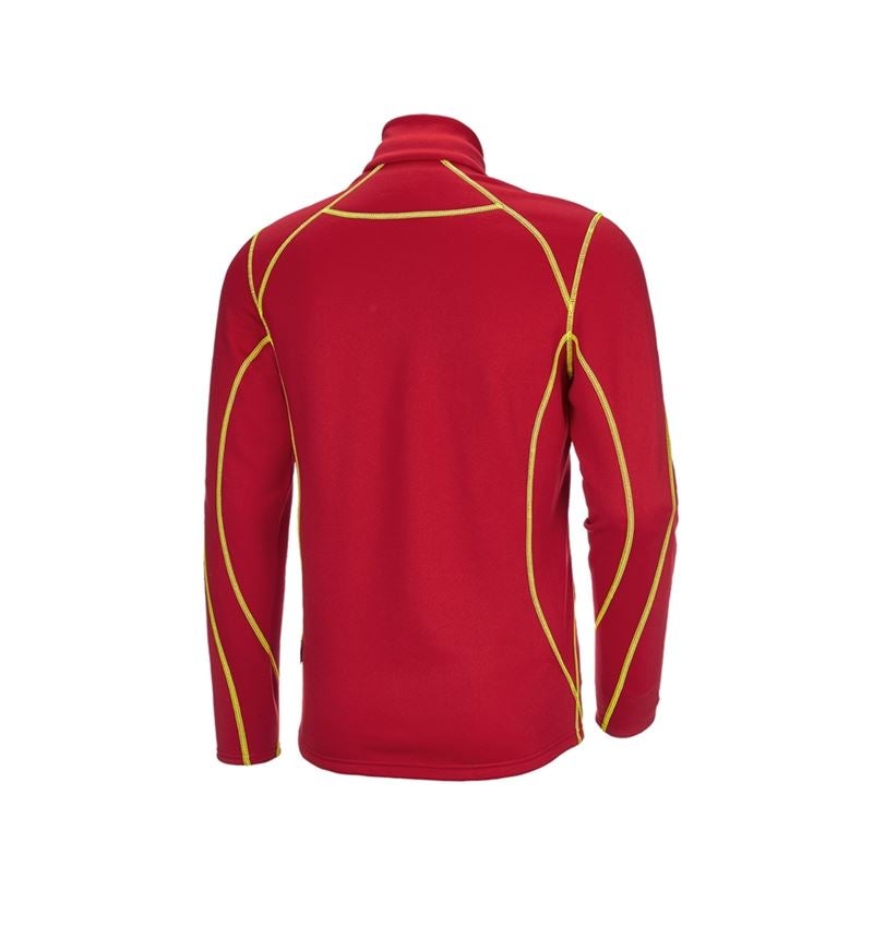 Koszulki | Pulower | Koszule: Bluza Troyer funkc. thermo stretch e.s.motion 2020 + ognistoczerwony/żółty ostrzegawczy 3