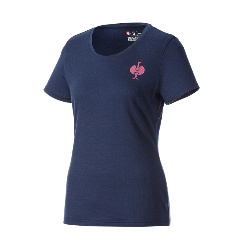 Odzież: Koszulka Merino e.s.trail, damska + niebieski marine/różowy tara 5