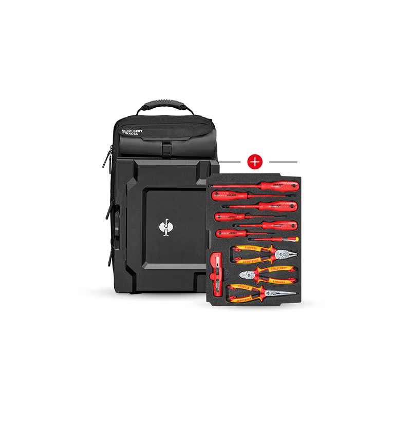 System STRAUSSbox: Wkład narzędziowy dla elektr. + plecak STRAUSSbox + czarny
