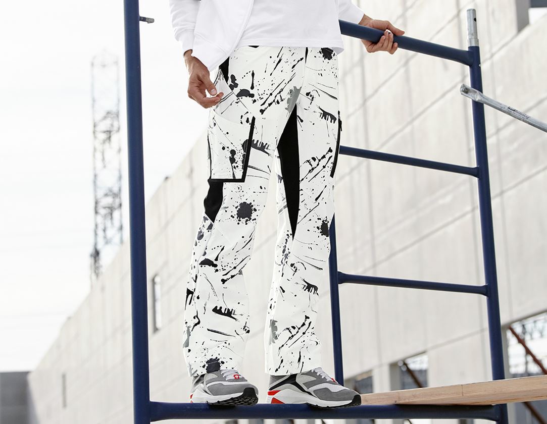 Spodnie robocze: e.s. Spodnie typu cargo stretch Painter + biały/czarny